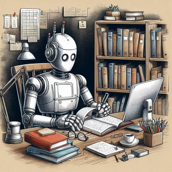 Bild  Roboter Archiv am Schreibtisch