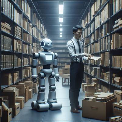 Bild eines Roboters in einem Archivmagazinraum