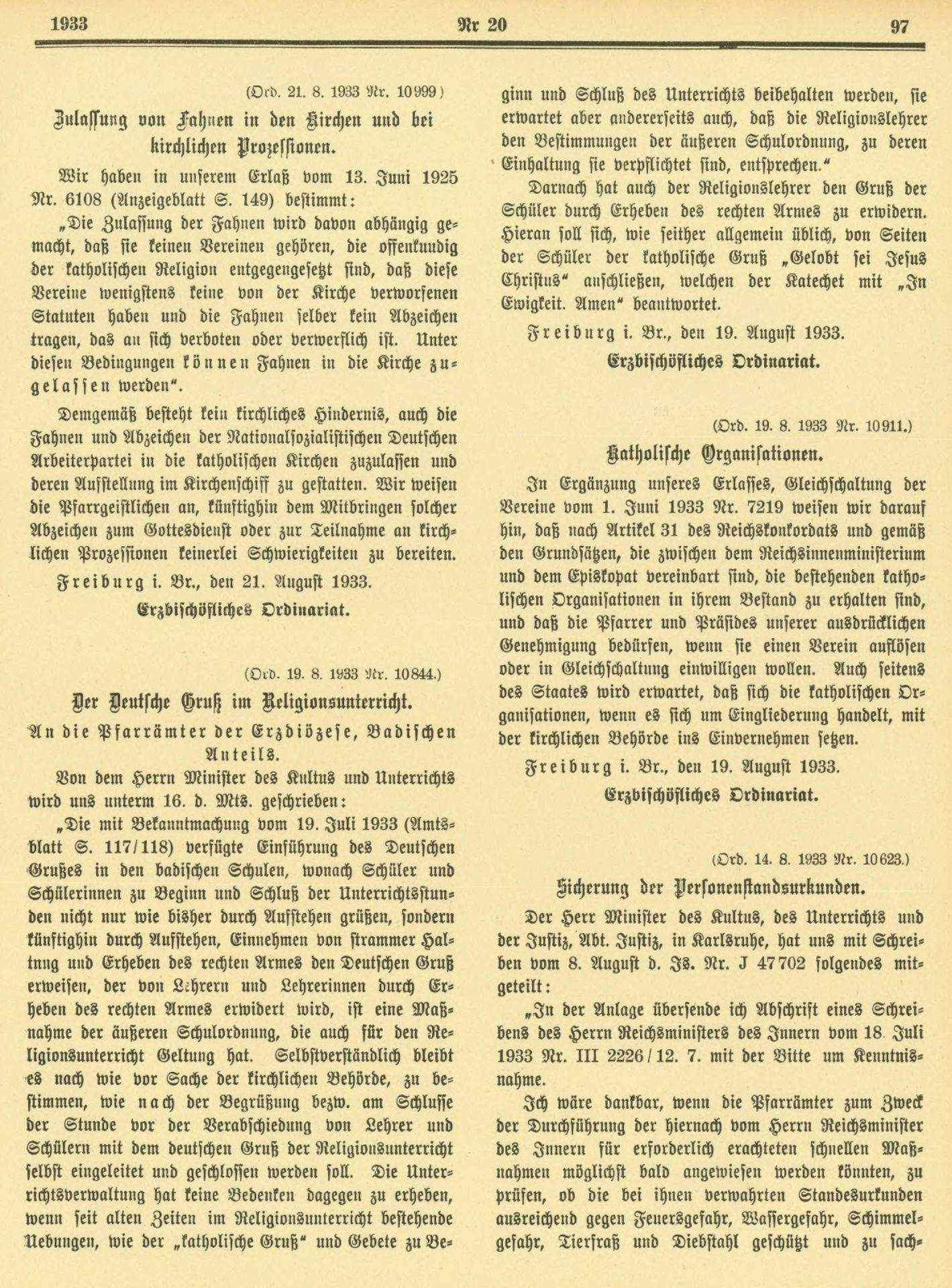 Deutscher Gruß in Schulen, Amtsblatt-20-1933