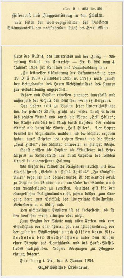 Hitlergruß, Flaggen und Singen, Amtsblatt-1-1934