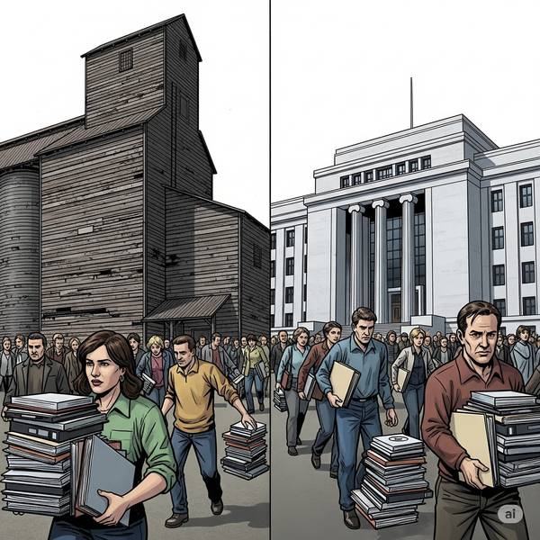Bild eines historischen Getreidesilos und eines Archivs
