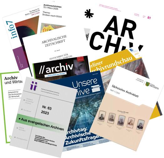 Cover verschiedener archivfachlicher Zeitschriften