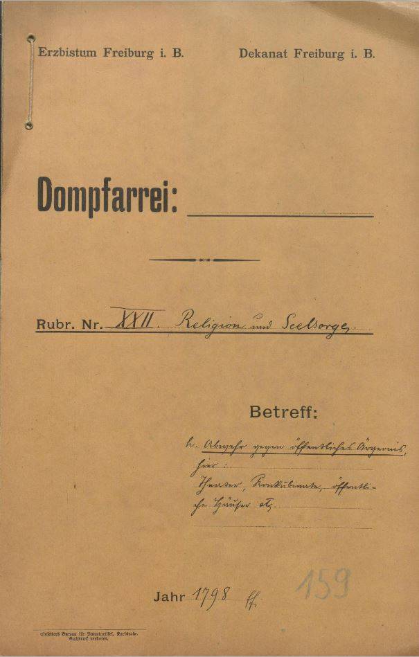 Quelle: EAF EAF, PfA Freiburg-Dompfarrei 159, Aktendeckel