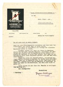 Quelle: Erzbischöfliches Archiv Freiburg, Beilagen Kirchenbücher - Busenbach, St. Katharina Anschreiben Schreibmaschine der Firma Dettlinger